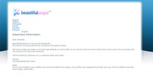 beautifulpeople.com offline and limiting member access